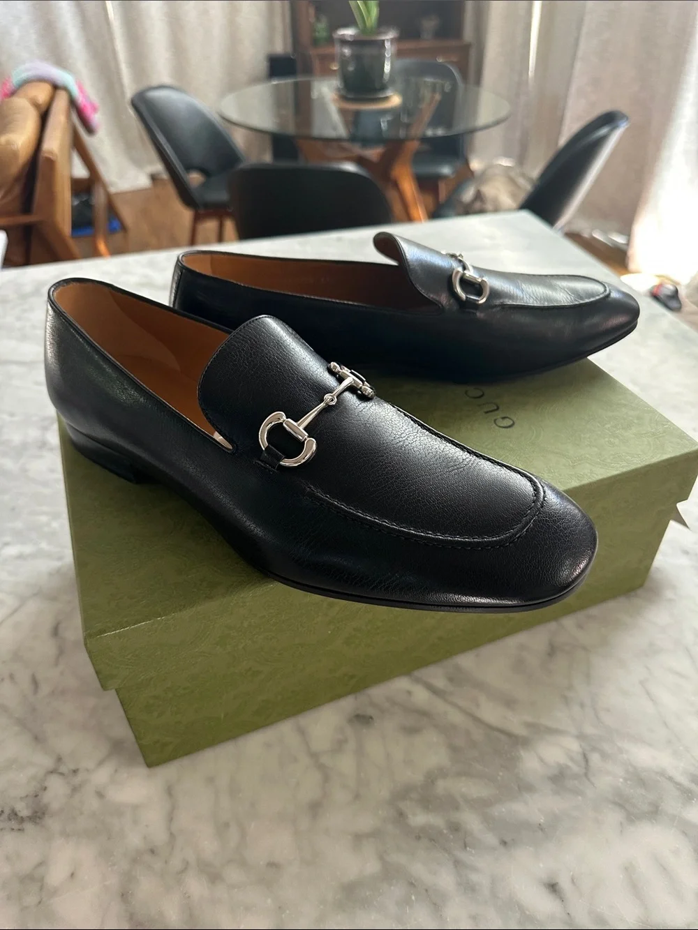Gucci Princeton Black Leather Horsebit Loafers